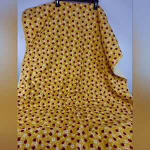 Vintage Handmade Yellow Crib Baby Blanket Cotton Blend  Ladybugs Pattern 48"×37"